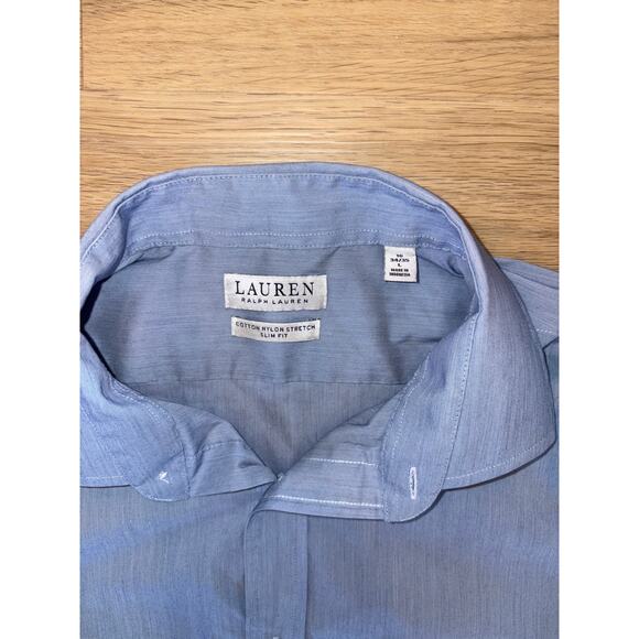Lauren by Ralph Lauren slim fit blue long sleeve button up size 16 34/35 L - Picture 2 of 3